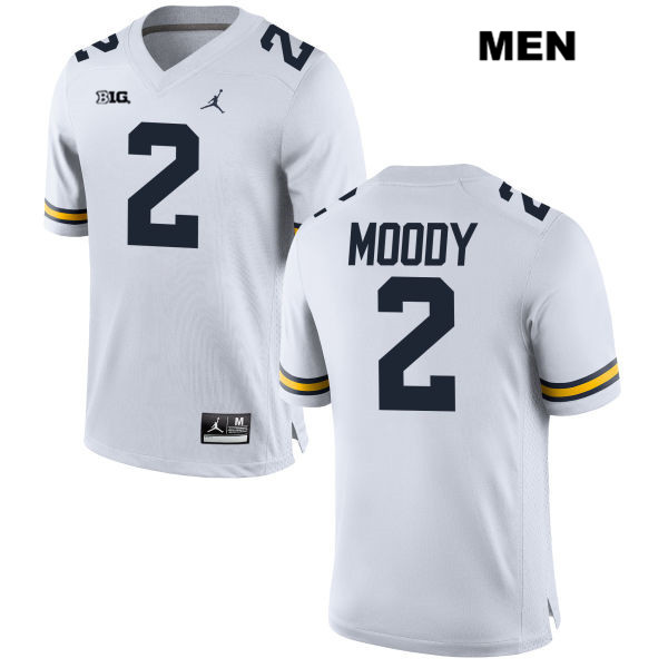 Men's NCAA Michigan Wolverines Jake Moody #2 White Jordan Brand Authentic Stitched Football College Jersey PT25W40JI